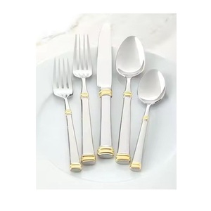 Couverts de mariage en acier inoxydable avec cuillère élégante en miroir argenté de couleur or en vente de gros - Product Image 4