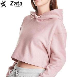 เสื้อฮู้ดตัวสั้นสำหรับผู้หญิงเสื้อฮู้ดแบบสวมหัวคอตตอน100% โลโก้ตามสั่ง - Product Image 3