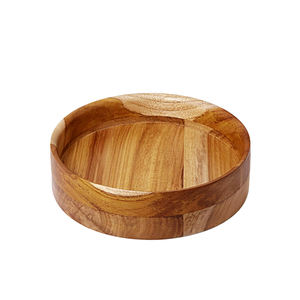 Tazón para servir palomitas y frutas de Color marrón de diseño Simple, uso para Hotel, forma redonda, tazón de madera pura 100% - Product Image 5