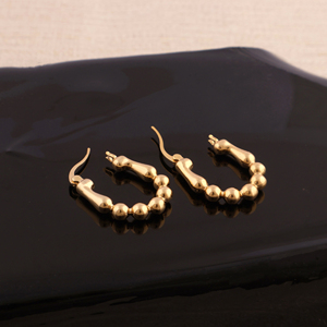 ต่างหูแบบมินิมอลชุบทอง18K พร้อมคลิปหนีบลูกปัดโลหะล้วนเครื่องประดับแฟชั่น - Product Image 5