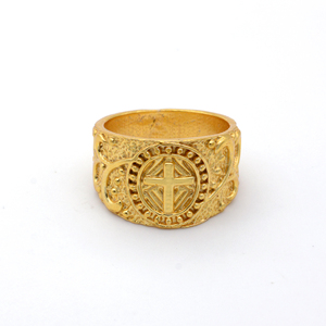 Boho Cross Brass Signet <b>Ring</b> 18k Gold Plated Religious Vintage Band Wholesale <b>Ring</b> <b>For</b> <b>Men</b> - Product Image 1