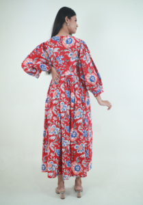 100% algodón tejido señoras vestido bloque estampado Maxi indio verano suelto ajuste ropa de mujer - Product Image 6