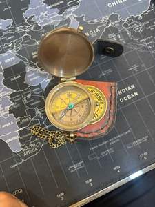 Brass Working Nautical Brass <b>Compass</b> With Leather Case box Handmade gift <b>Antique</b> With Shine look And Premium Case - Product Image 4