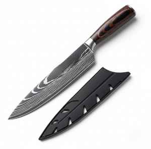 Juego de Cuchillos de Chef de Tres Piezas de Acero Inoxidable Japonés Profesional, con Patrón Láser Damasco, Longitud Personalizada, Ligero, Superventas - Product Image 2