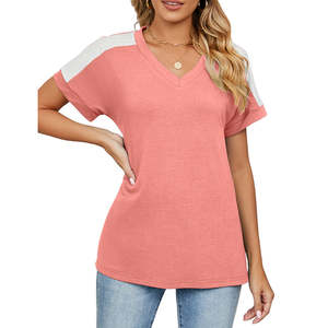 Vêtements pour femmes de haute qualité en gros chemises pour femmes à manches courtes à la mode respirant col rond T-shirts pour femmes - Product Image 5