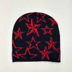 Gorro de punto de estrella a la moda Unisex, gorro cálido y suave, ropa de invierno acogedora, gorro de esquí informal cómodo con patrón de Jacquard para uso en exteriores - Product Image 1