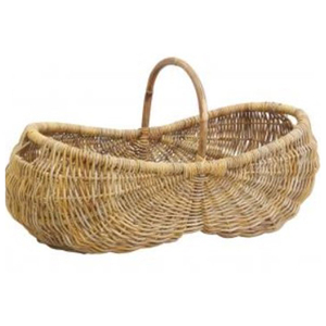 Panier de rangement pour la récolte des fleurs, des fruits, des légumes, des aliments, grand panier en rotin tissé traditionnel avec poignées, forme circulaire - Product Image 4