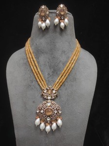Ensemble de collier de créateur de luxe plaqué or polonais victorien avec boucles d'oreilles bijoux de mariée pour mariage et célébration de fête - Product Image 2