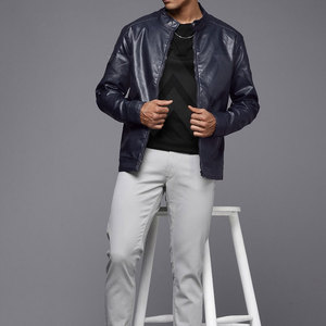 Chaqueta de Cuero para Hombre, Nueva Moda 2025, Bolsillos Grandes en el Pecho, Chaqueta de Cuero Marrón con Cremallera, Chaqueta de Motociclista de Invierno, Tallas Grandes - Product Image 3