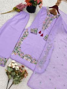 Bollywood Style Salwar Suit <b>Light</b> Purple Color in Faux Georgette Fabric With Embroidery <b>Work</b> For Weddings and Parties Occasions - Product Image 5