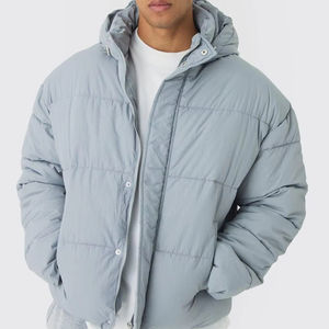 Streetwear épais de qualité supérieure pour hommes, vêtements d'hiver, manteaux bouffants, veste imperméable à capuche et fermeture éclair, vêtements de vente en gros OEM - Product Image 1