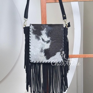 Bolso bandolera con solapa de cuero de ante de vaca de gran capacidad para mujer de alta calidad, bolso de hombro con flecos de diseñador de lujo de cuero hecho a mano - Product Image 1