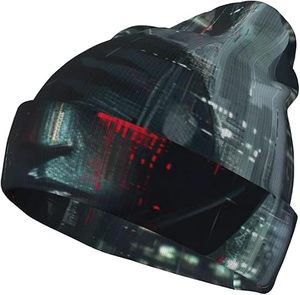 Gorros de Punto con Estampado Hacker Era, Gorros Cálidos de Invierno para Mujer, Gorros Modernos Unisex sin Visera, Gorro con Borde Reforzado, Color Negro - Product Image 1