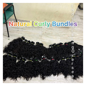 100% cuticules bouclées naturelles brutes non transformées alignées sans enchevêtrement Machine à donneur unique Double trame Extensions de cheveux humains indiens - Product Image 2