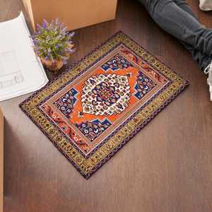 Vintage Pattern Printed <b>Rug</b>: Floral, Orange, Luxury Turkish <b>Corridor</b> Design,Luxury Velvet <b>Rug</b> - Product Image 3
