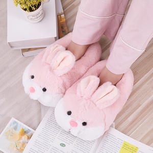 Güzel pembe özel <span class=keywords><strong>Bunny</strong></span> kış sıcak kadife terlik erkek kız sevimli dikiş peluş dolması hayvan terlikleri kapalı açık - Product Image 3