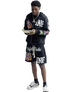 Conjuntos Deportivos para Hombre de Felpa Francesa Lavada con Ácido, Transpirables, de Poliéster/Algodón, con Logotipo Personalizado Bordado o Serigrafiado, Libres de Impuestos en EE. UU. - Product Image 3