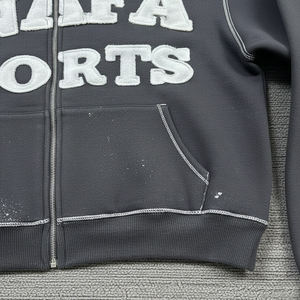 Custom Made High Quality Tracksuit <b>Sets</b> Acid Wash Thick Distressed Patch <b>Embroidery</b> Tracksuits Streetwear 2 Piece Tracksuit <b>Sets</b> - Product Image 5