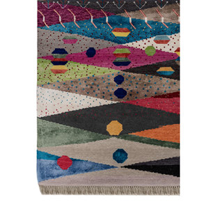 Alfombra de Lana y Seda de Bambú Anudada a Mano Freedom Manchaha Verde con Patrón Geométrico para Uso Doméstico-Les-8367 - Product Image 4