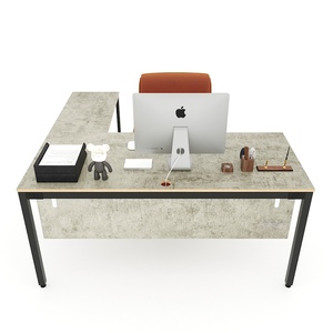 Bureau en L exécutif en contreplaqué avec pieds en fer et design minimaliste - Mobilier de bureau durable (fini mélaminé) - Product Image 2