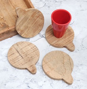 Ensemble de sous-verres en bois fabriqués à la main de forme ronde sous-verres en bois naturel pour la maison cuisine bureau Table Top Protection et décor - Product Image 4