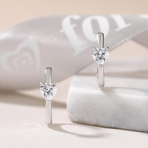 Jeulia Forever Lasting <b>Heart</b> Cut <b>Sterling</b> <b>Silver</b> Hoop <b>Earrings</b> Perfect Gift - Product Image 5