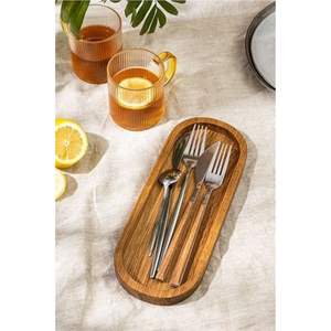 Plateau porte-couverts rustique fait main, organisateur de couverts minimaliste pour restaurant et hôtel, boîte de rangement durable pour cuillères et fourchettes - Product Image 6