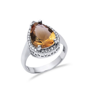 แหวนไข่มุกซัลทาไนต์หยดน้ำตาขนาดใหญ่พร้อมพลอยเปลี่ยนสีได้โรเดียมชุบดีไซน์เนอร์เครื่องประดับเงินสเตอร์ลิง925ขายส่ง - Product Image 3