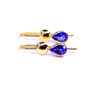 Boucles d'oreilles en or 14K pour femme, bijoux en pierre de Tanzanite, faits à la main, uniques et à la mode - Product Image 5