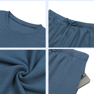 Conjunto de Sudadera y Pantalones Cortos de Manga Larga para Mujer, Estilo Casual, Color Sólido, Tejido Waffle, Corte Regular, 2 Piezas, Invierno 2025 - Product Image 6