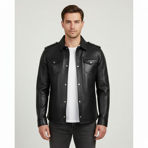 Chaqueta de Cuero Vacuno con Pelo para Hombre, Chaqueta de Motociclista con Bordado Personalizado, Ropa de Calle de Invierno, Venta al por Mayor - Product Image 5