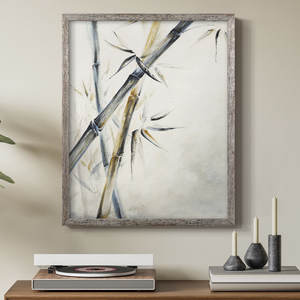 Impression encadrée en bois massif de bambou Impression décorative d'art mural noir - Product Image 1