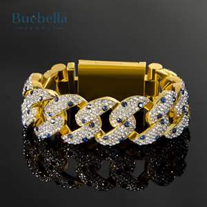 18K Gold 20mm VVS Moissanite Diamond Sapphire Spot Cuban Link <b>Bracelet</b> Hip Hop Style for <b>Men</b> - Product Image 2
