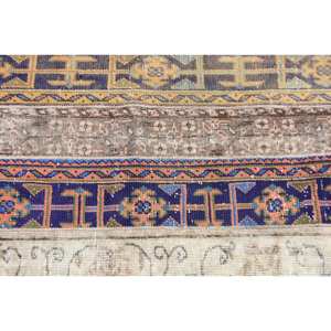 Alfombra Vintage de Lana Turca para Sala de Pasillo, Tapete de Látex con Patrón Abstracto de Retales Rectangulares, 2.3x6ft, Negro, Beige, Hecho a Mano - Product Image 5