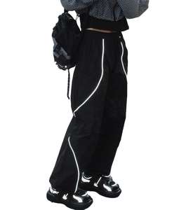 Pantalons de survêtement en toile pour hommes, taille haute élastique, amples, larges, à rayures, style Y2K, surdimensionnés, en coton, vente en gros - Product Image 1