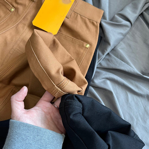 Pantalon en toile de canard personnalisé avec rivets métalliques, entraînement, 100% coton, cargo, double genouillère, travail, jeans baggy pour hommes, multi-poches, denim - Product Image 5