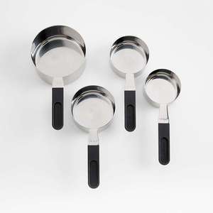 Ensemble de tasses et cuillères à mesurer en acier inoxydable de conception moderne de forme ronde avec plusieurs tailles parfaites pour la cuisine à domicile - Product Image 1