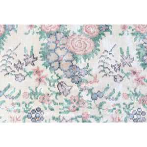 พรมตุรกีขนาด 1.9x3.6 ฟุต พรมวินเทจ พรมขนสัตว์ขอบสีขาว - Product Image 5