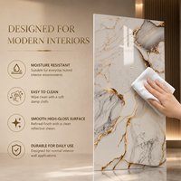 Panneau mural en PVC brillant MORLENX, agate beige doré, marbre UV, pour la décoration intérieure d'hôtels et de villas
