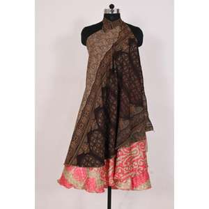 Falda envolvente de seda con estampado Floral Reversible bohemio para mujer, Sari Vintage ligero con cintura Natural para ropa de verano - Product Image 4