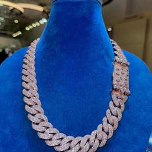 Colgante de Plata de Ley 925 con Moissanita VVS y Acabado en Oro Blanco de 14K, Estilo Hip Hop, Corte Princesa - Product Image 3