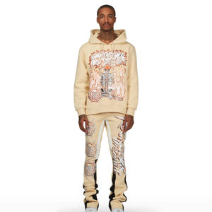 Chándal acampanado de alta calidad, ropa de calle con logotipo personalizado, sudaderas con capucha lisas de manga larga, chándal acampanado para hombres - Product Image 1