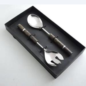 Silver Metal <b>Salad</b> Servers With New White Marble Handle Includes <b>Salad</b> <b>Spoon</b> and Fork Set for Kitchen or Cake Usage - Product Image 5