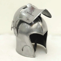 Casco Visor de Barbuta Medieval Hecho a Mano, de Acero Suave, para Cabeza Completa, Armadura de Caballero, para Recreación Histórica y Ferias