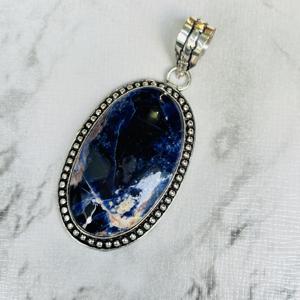 Collier en argent plaqué de haute qualité, pendentifs en sodalite, forme ovale tendance, charmes en cristal de mariage, mode enfant - Product Image 3