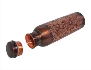 Botella de agua de cobre puro de 1000ml con doble pared de gran capacidad y ecológica con diseño de patrón grabado - Product Image 5