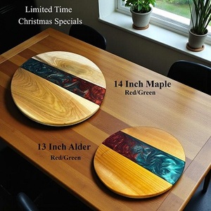 Factory Wholesale Epoxy Resin Serving Tray Resin Acacia Wood Wooden Platter with Resin Art - Product Image 2