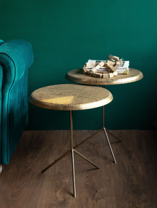 Top Selling Gold Handmade Patterned <b>Round</b> Top Metal Side <b>Table</b> for Decoration At Best Price - Product Image 6