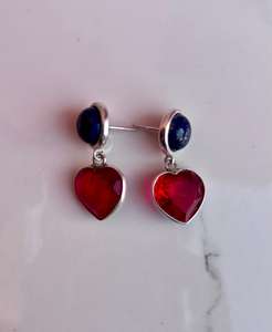 925 Sterling Silver Ruby With Lapis Lazuli Handmade 925 Sterling Silver Earring Beautiful Women Earring - Product Image 3