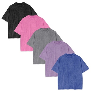 Custom Heavyweight Acid Wash Boxy Fit <b>Tshirt</b> Unisex Mineral Wash <b>Tshirts</b> Stone Washed T Shirt Tee Black Pink Gray <b>Purple</b> Blue - Product Image 1